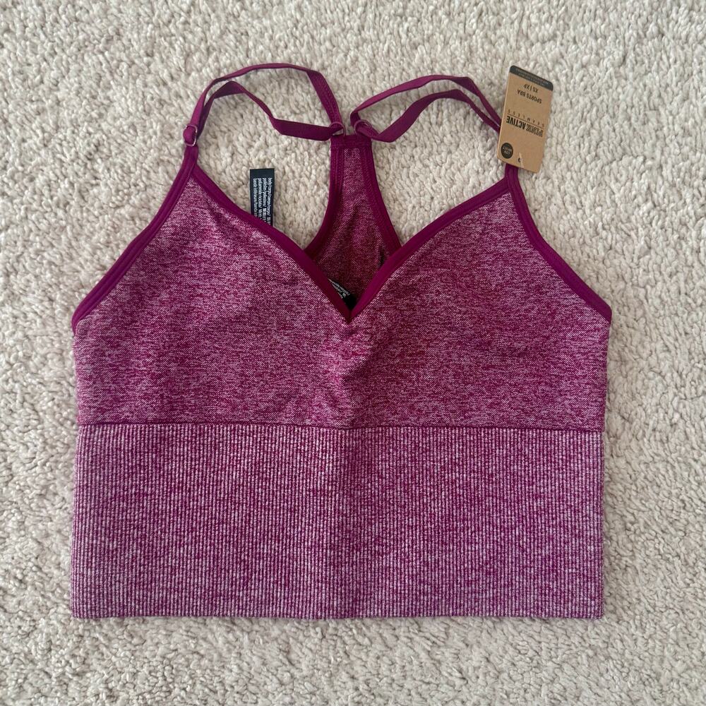 Victoria's Secret PINK Activewear Seamless Longline Sports Bra Magenta XS NEW